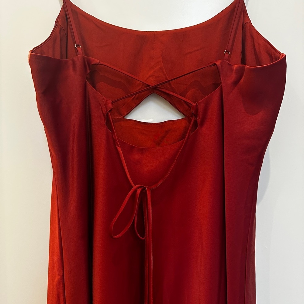 NWT Banana Republic Red Satin Slip Dress Thin Strap Cutout Size 12 Large - Picture 9 of 11